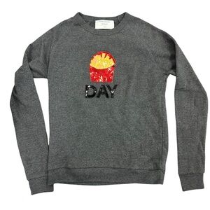 Spanx x Bow & Drape Sweatshirt Fry Day Sequin Size Medium Crewneck Gray